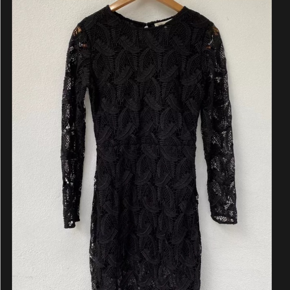 MAJE Rosane Guipure-Lace & Crepe Dress Open Back Black